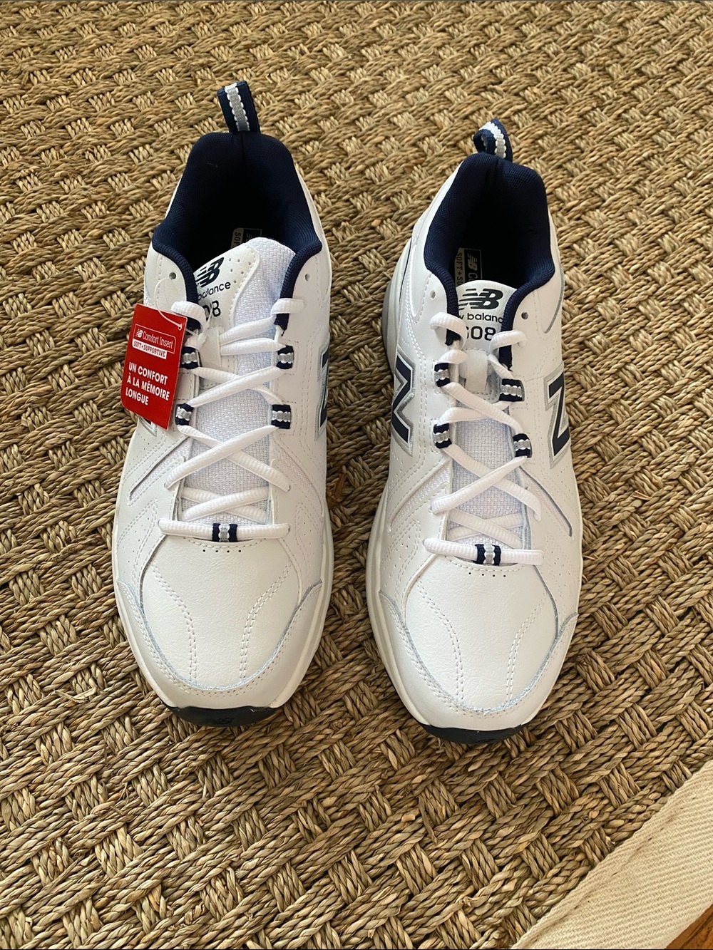 New Balance 608 Men’s White and Navy Athletic Sneakers 9.5